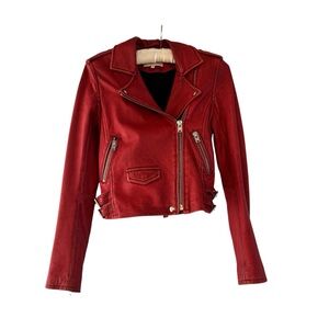 IRO Ashville Leather Jacket in Red Size 34 (XS)
